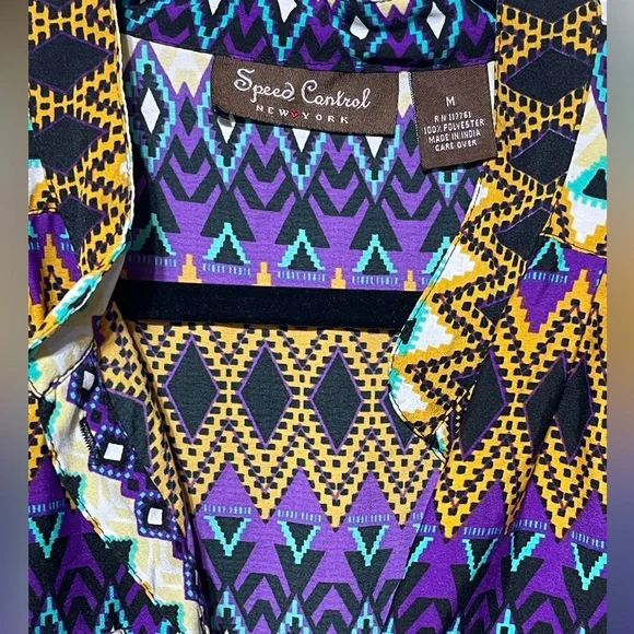 Speed Control Purple and Yellow Geometric Dress - Picture 2 of 9